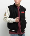 Empyre Cat A Tat Black & Cream Varsity Jacket