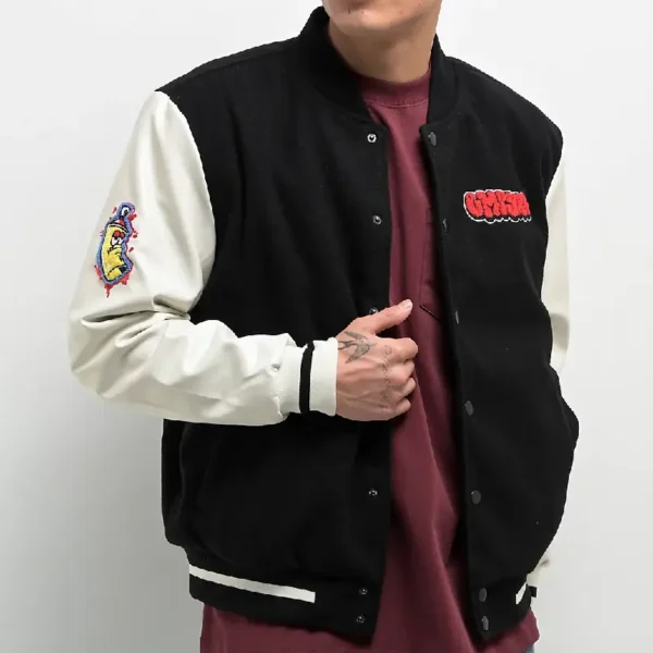 Empyre Cat A Tat Black & Cream Varsity Jacket